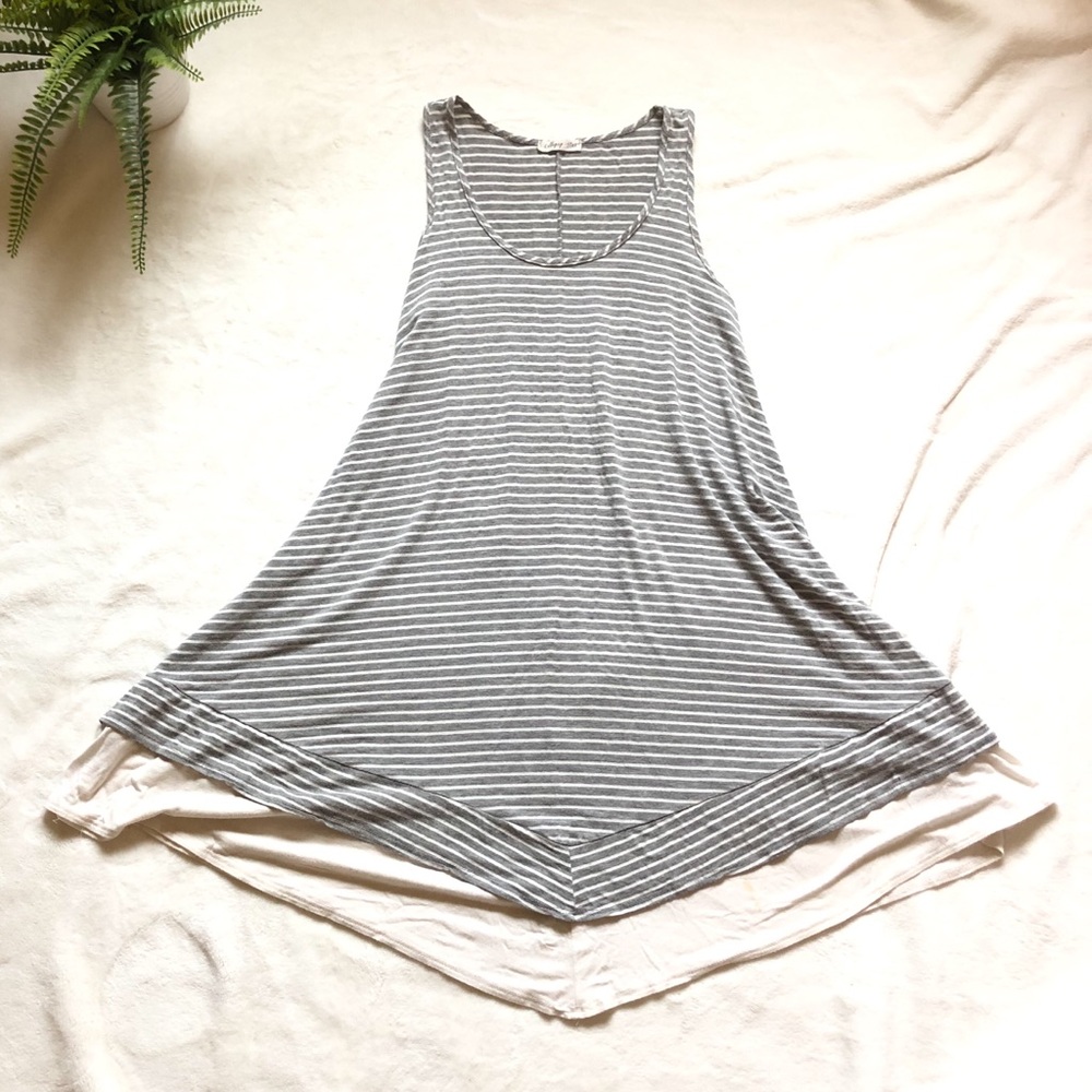 Gray Stripe A-Line Dress